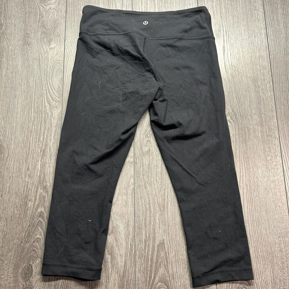 Lululemon Wunder Under Crop Leggings Black Mid Rise Yoga Pants Size 6
